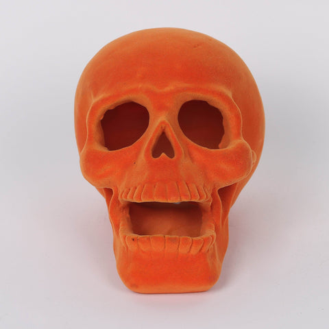 7.5*5.0*5.5''Orange Flocking Skull Décor