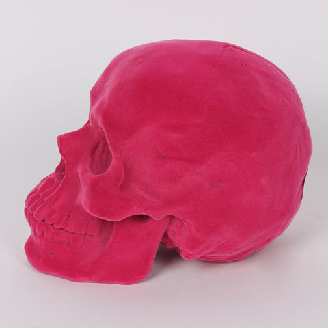 8.0*5.0*5.5''Rose Red Flocking Skull Décor