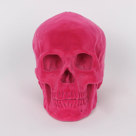 8.0*5.0*5.5''Rose Red Flocking Skull Décor
