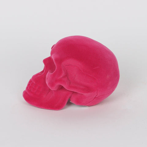 5.0*3.25*3.5''Rose Red Flocking Skull Décor