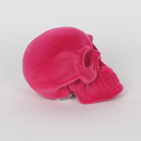 5.0*3.25*3.5''Rose Red Flocking Skull Décor