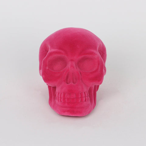 5.0*3.25*3.5''Rose Red Flocking Skull Décor
