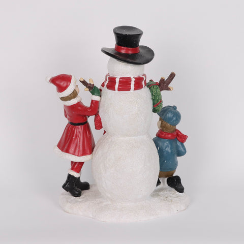 Christmas Resin Snowman W/ Children Décor