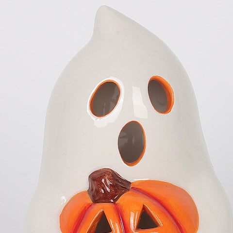 4.0*3.5*5.5'' Ceramic Have A Spooky Day Ghost Hugged Pumpkin Décor