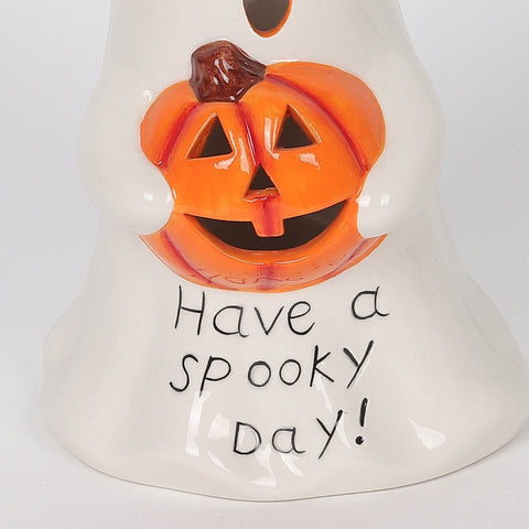 4.0*3.5*5.5'' Ceramic Have A Spooky Day Ghost Hugged Pumpkin Décor