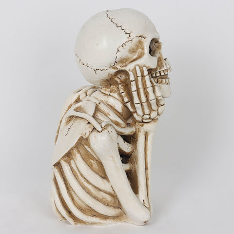 6.5*4.75*9.25''Ghost Smilling Resin Skeleton Décor W/Hanhs On Face