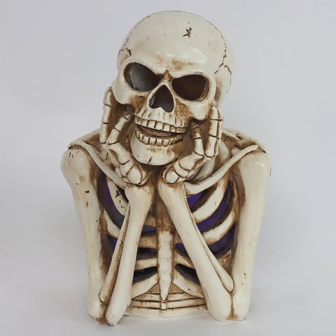 6.5*4.75*9.25''Ghost Smilling Resin Skeleton Décor W/Hanhs On Face