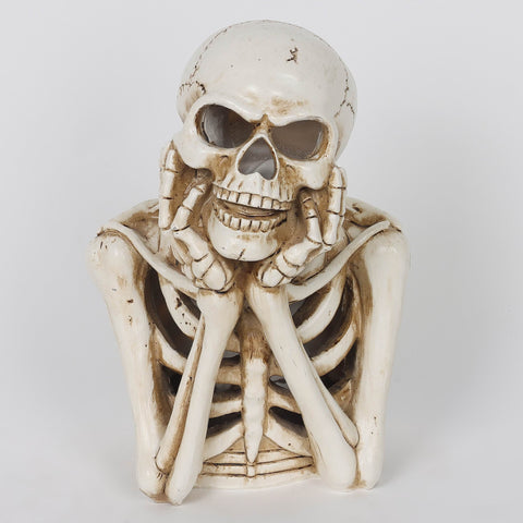 6.5*4.75*9.25''Ghost Smilling Resin Skeleton Décor W/Hanhs On Face