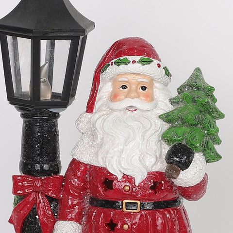 Christmas Resin Lamp Post W/ Santa Décor