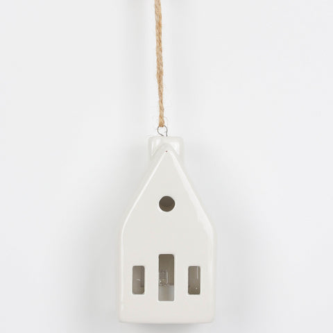 Christmas Battery-Operated Ceramic House Ornament – Festive Holiday Decor