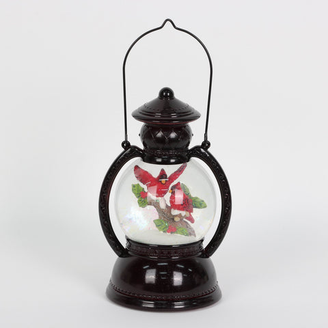Christmas Snowglobe Lantern with Cardinals Tabletop Décor