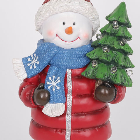 Christmas Resin Lamp Post W/ Snowman Décor
