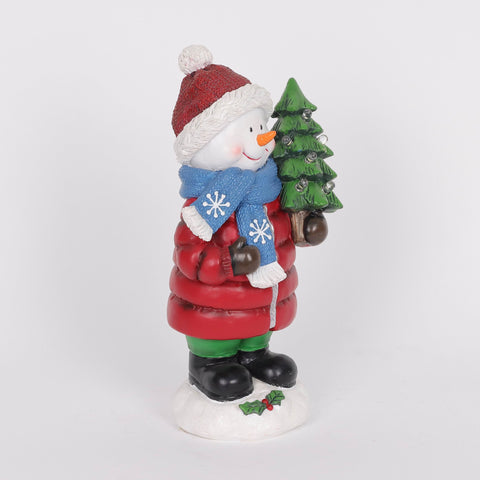 Christmas Resin Lamp Post W/ Snowman Décor