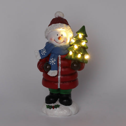 Christmas Resin Lamp Post W/ Snowman Décor