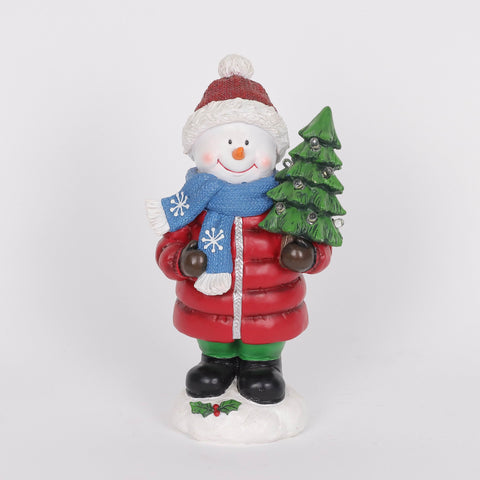 Christmas Resin Lamp Post W/ Snowman Décor