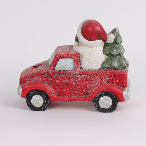 Christmas Resin Snowman In The Truck