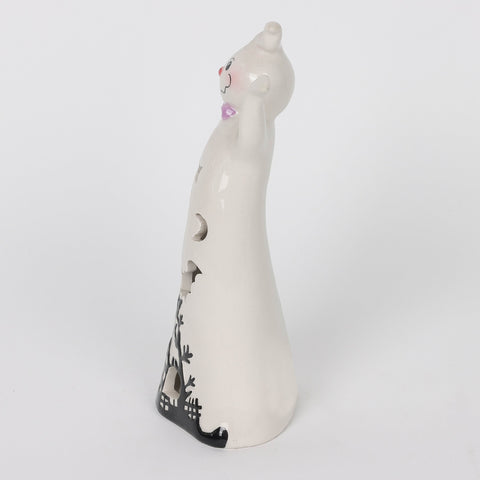 3.5*2.375*7.25''White Ceramic Décor W/Lite