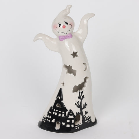 3.5*2.375*7.25''White Ceramic Décor W/Lite