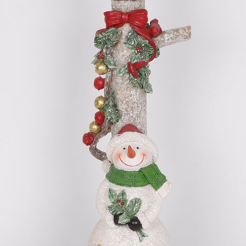 Christmas Resin Lamp Post W/ Snowman Décor