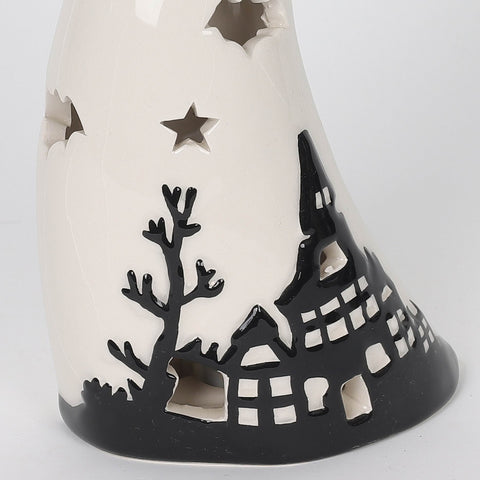 3.5*2.5*7.0''White Ceramic Décor W/Lite