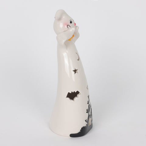 3.5*2.5*7.0''White Ceramic Décor W/Lite