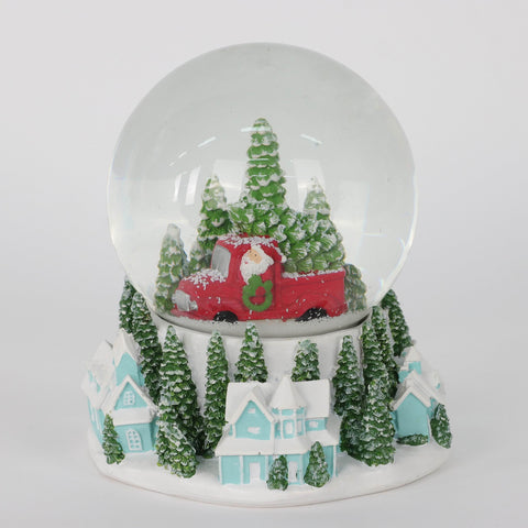 5.25" Red Car Waterglobe W Village:Red:Small (8" & Below)