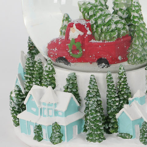 5.25" Red Car Waterglobe W Village:Red:Small (8" & Below)