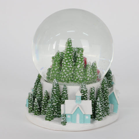 5.25" Red Car Waterglobe W Village:Red:Small (8" & Below)