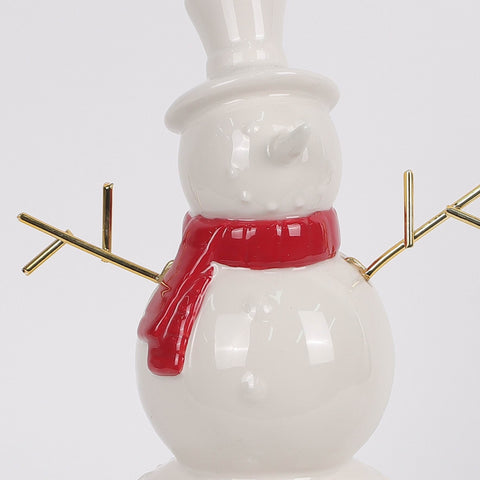 Christmas Ceramic Snowman W/Led
