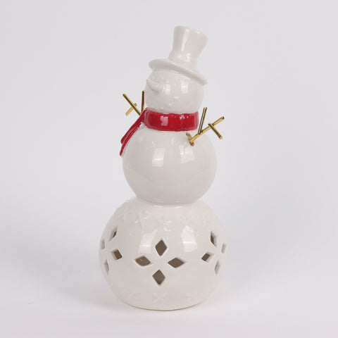 Christmas Ceramic Snowman W/Led