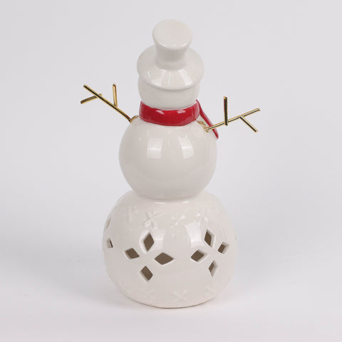 Christmas Ceramic Snowman W/Led