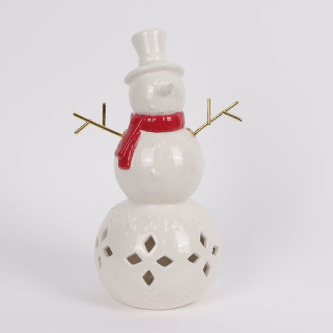 Christmas Ceramic Snowman W/Led