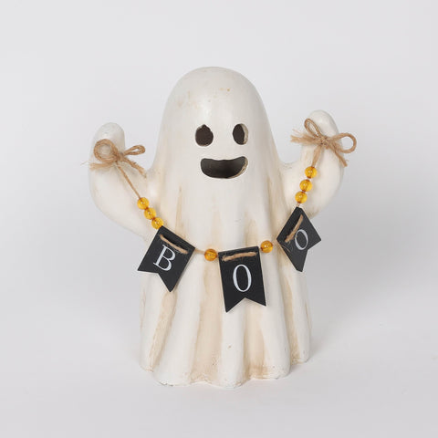 8.5*4.5*8.0''White Ceramic Ghost W/Boo Décor