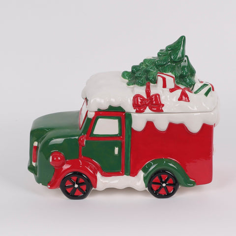 Christmas Ceramic Bus W/ Tree