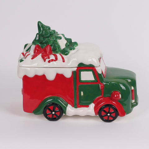 Christmas Ceramic Bus W/ Tree