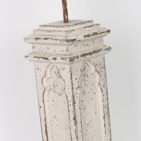 Gothic-Inspired Washed White Wooden Candle Holder – Decorative Rustic Tabletop Accent,