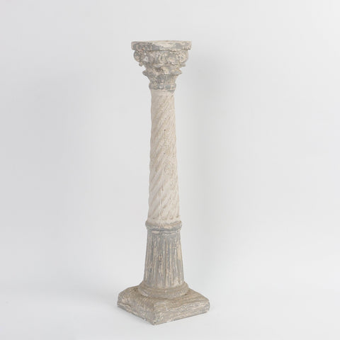Roman Pillar Stone-Like Finish Candle Holder Décor - Decorative Rustic Tabletop Accent