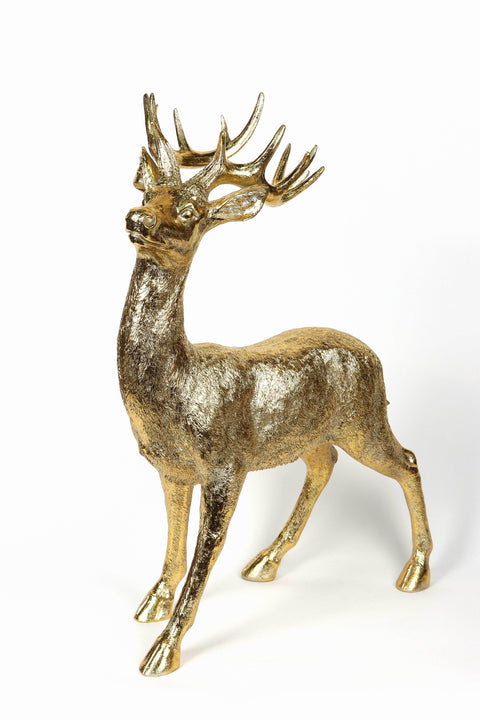 Cerf debout en résine dorée de 29 pouces