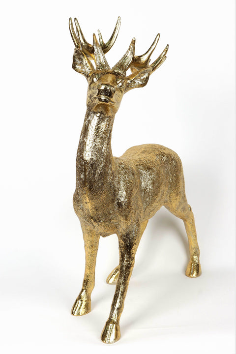 Cerf debout en résine dorée de 29 pouces