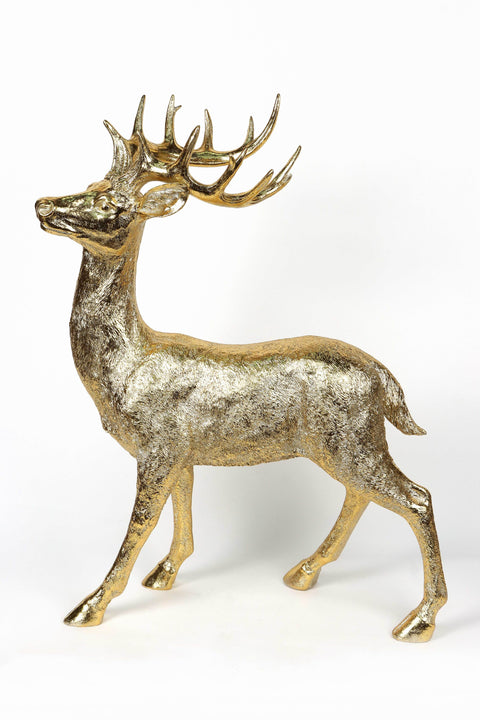 Cerf debout en résine dorée de 29 pouces
