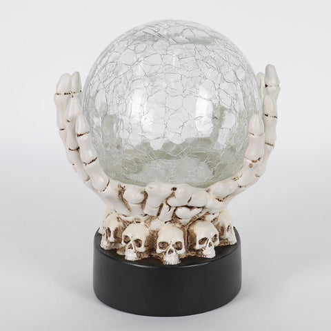 Halloween Light Up Ball in Skeleton Hands: Spooky Illuminated Decoration