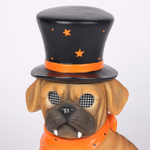 18.5’’H Halloween Resin Dog with Moving LED Eyes – Indoor Halloween Decoration