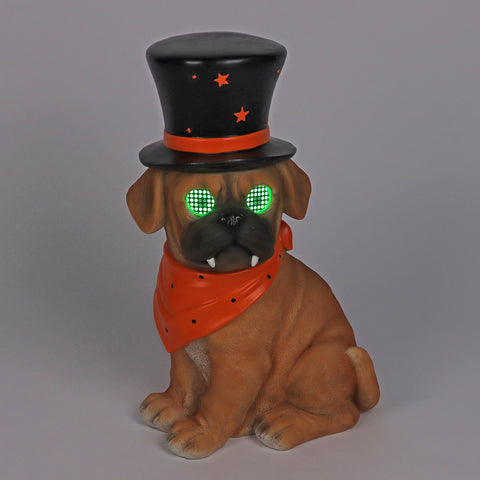 18.5’’H Halloween Resin Dog with Moving LED Eyes – Indoor Halloween Decoration