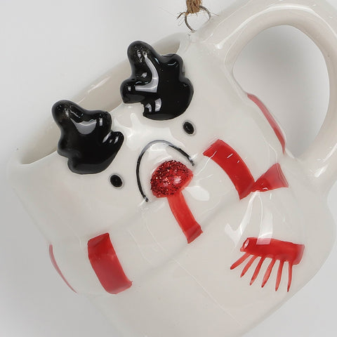 Christmas Ceramic Reindeer Head Mug Ornament