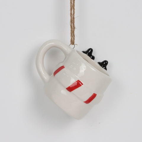 Christmas Ceramic Reindeer Head Mug Ornament