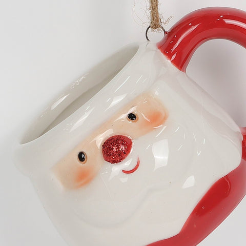 Christmas Ceramic Santa Head Mug Ornament