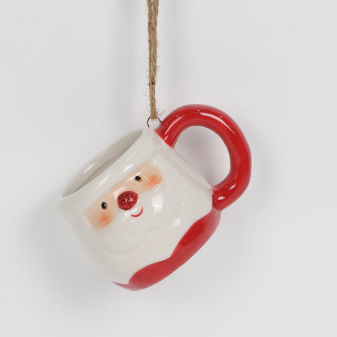 Christmas Ceramic Santa Head Mug Ornament