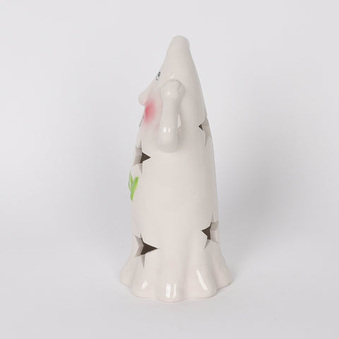 3.75*3.5*8.0'' White Ceramic Smiling Gohst Décor