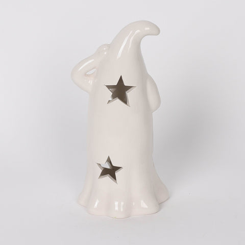 3.75*3.5*8.0'' White Ceramic Smiling Gohst Décor