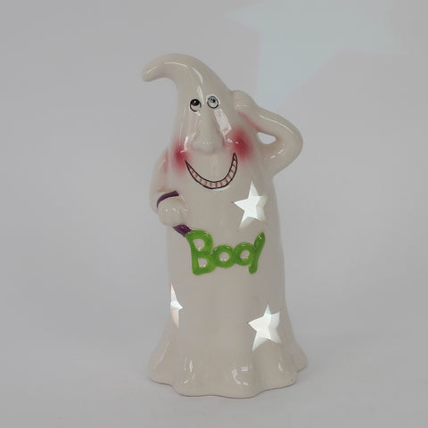 3.75*3.5*8.0'' White Ceramic Smiling Gohst Décor